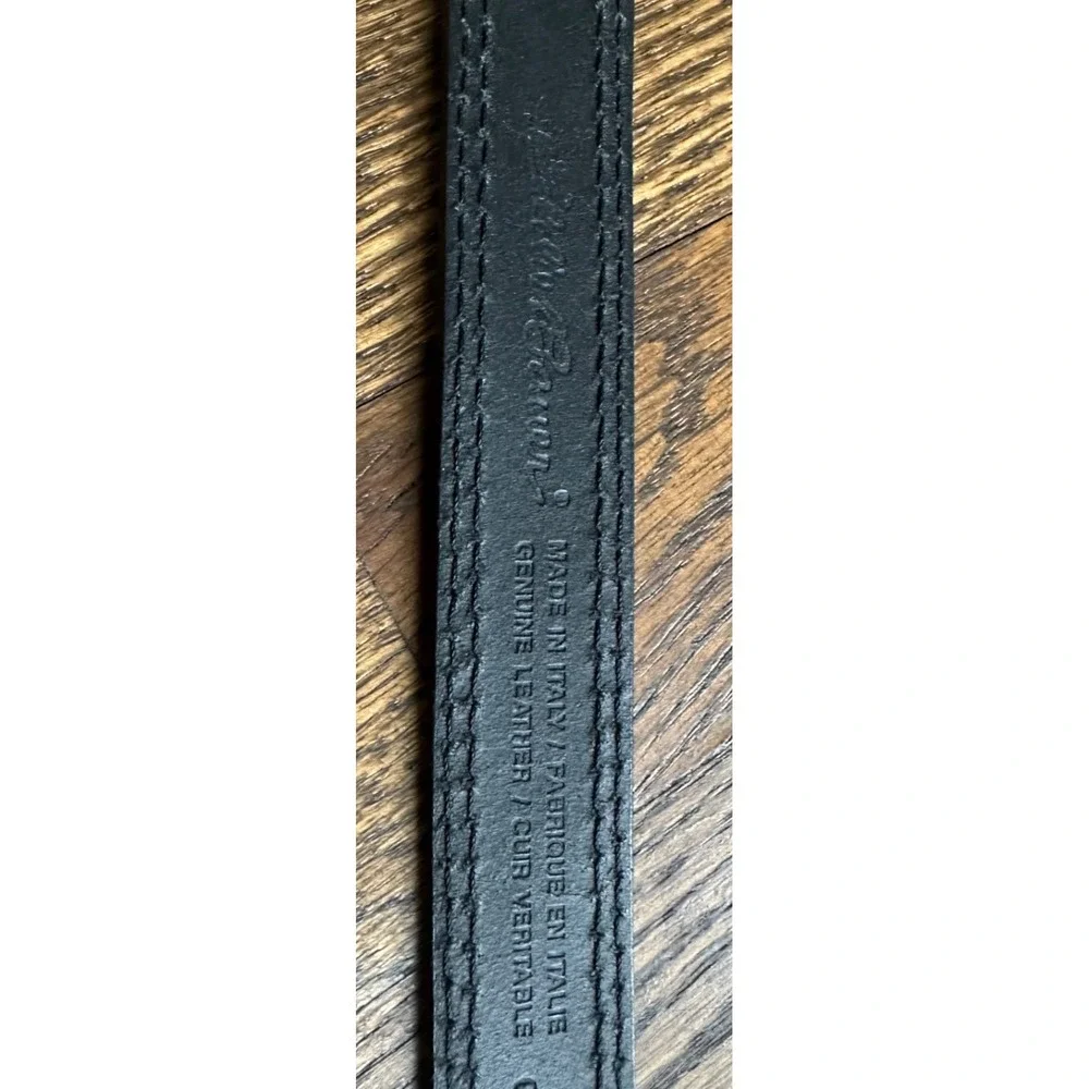 Eddie Bauer Vintage Black Italian Leather Belt Silver Filigree Buckle Boho M